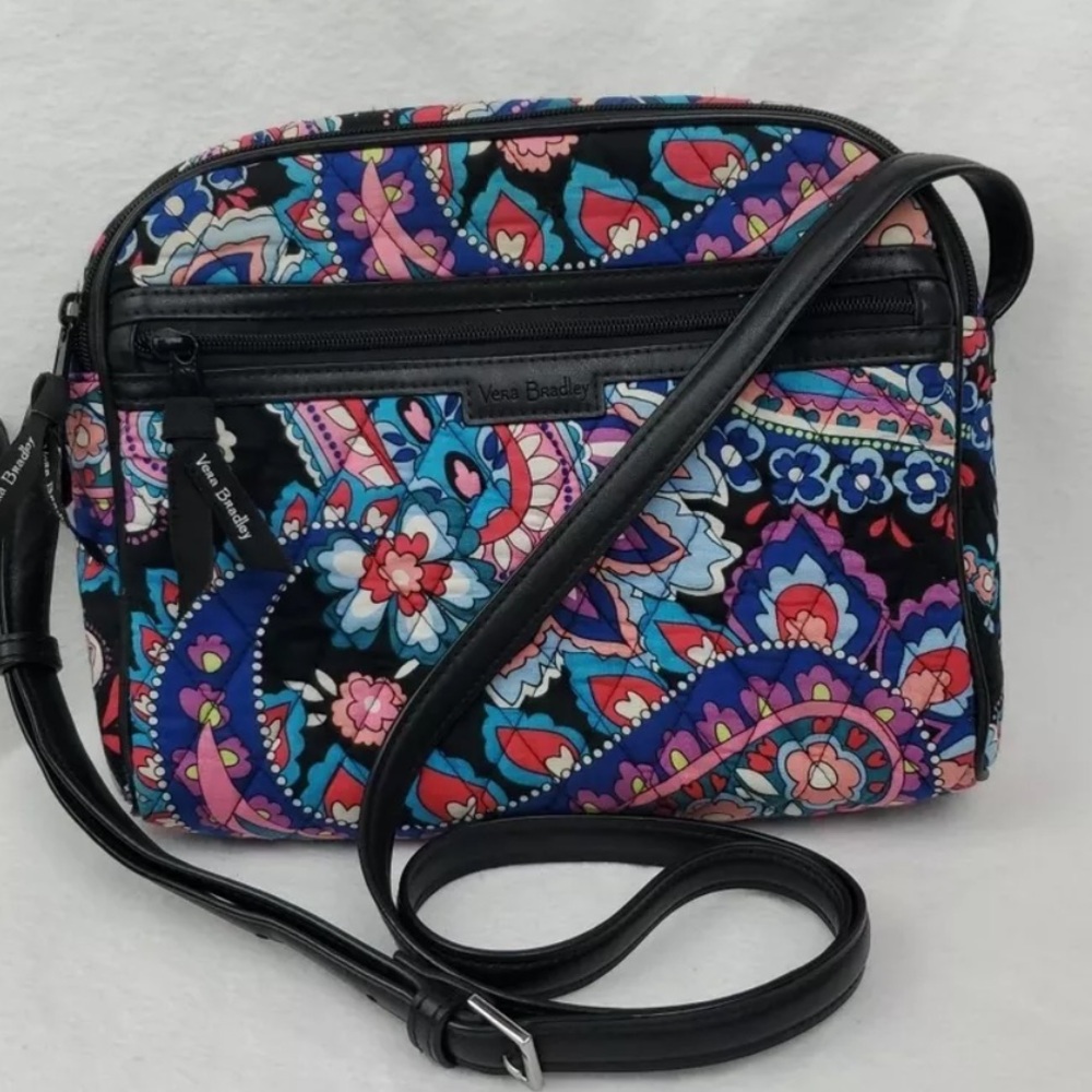 Vera Bradley Haymarket Paisley Crossbody Purse Bag Zippers Pockets